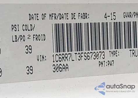 2015 Ram 1500 Slt from USA, damaged, VIN 1C6RR7LT3FS673073